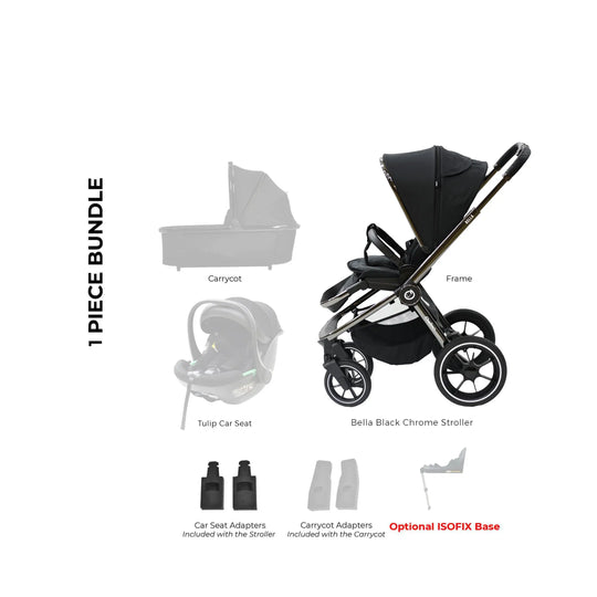 Bella Black 3 Chrome Stroller - ChelinoBaby Online