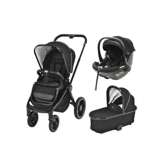 Bella Shiny Black & Gold 3 IN 1 Travel System - ChelinoBaby Online