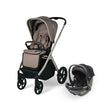 Lunar II Travel System in mocha featuring stroller and car seat for children up to 22 kg.