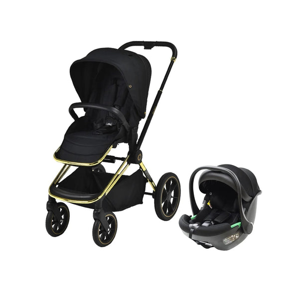 Maverick 2 in 1 Yellow Gold & Black Travel System stroller and car seat set.