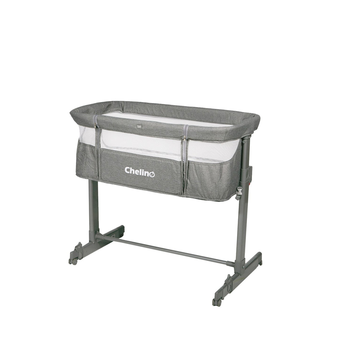 Gray Next to Me Cot providing safe, versatile sleep solution for babies, from birth to 6 months.