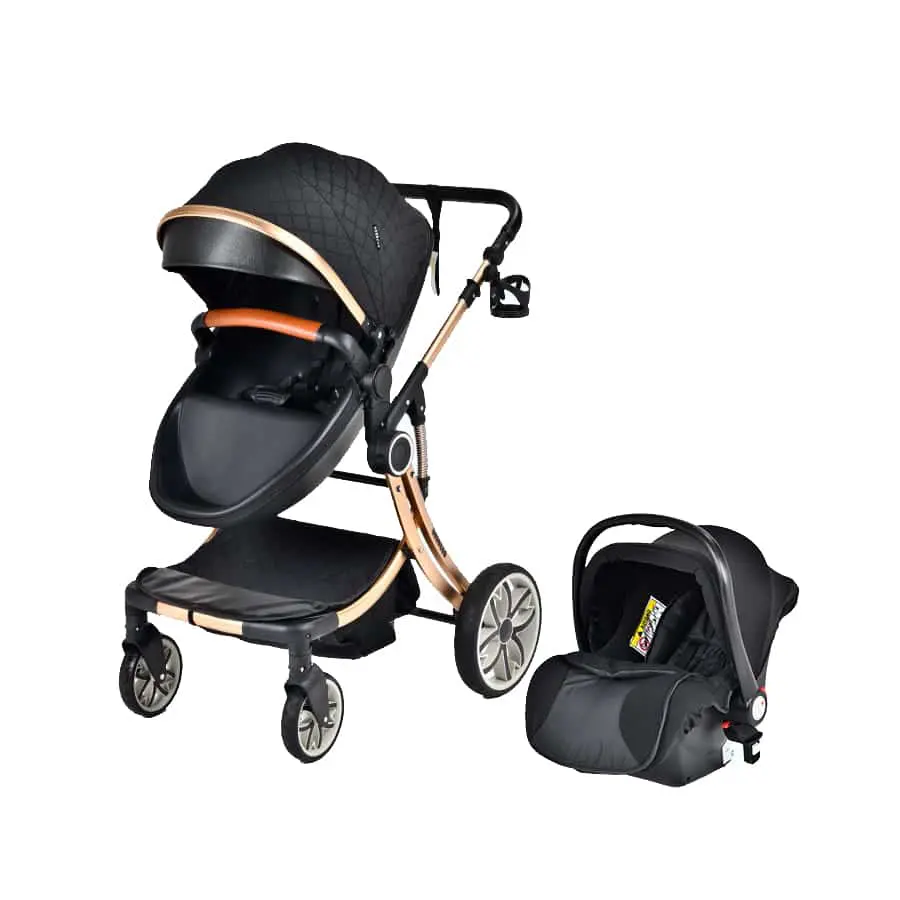 Black linen deluxe store stroller system